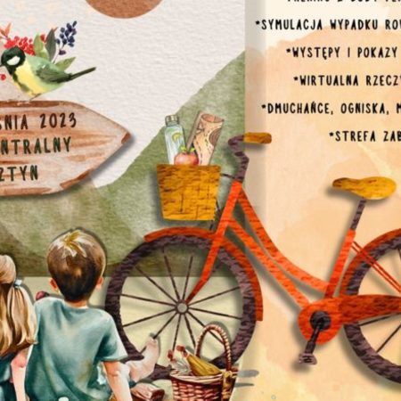 Plakat zapraszający w niedzielę 17 września 2023 r. do Olsztyna na Piknik rodzinny Love Rower Olsztyn 2023.
