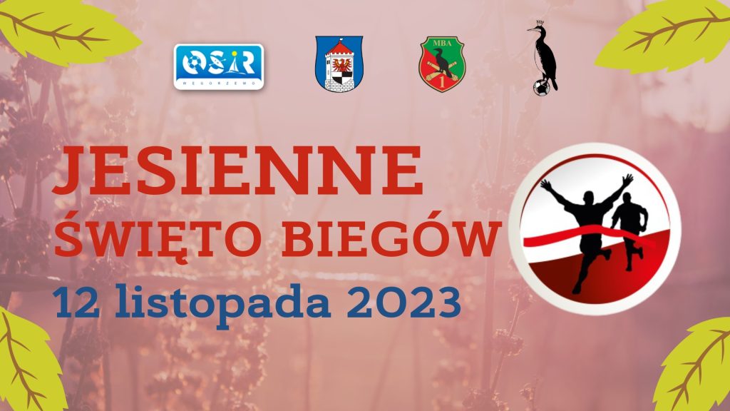 Plakat zapraszający w niedzielę 12 listopada 2023 r. do miejscowości Ogonki k. Węgorzewa na Jesienne Święto Biegów OGONKI 2023.