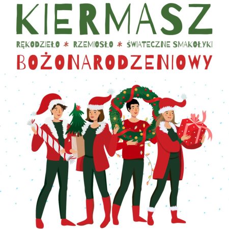 Plakat zapraszający w niedzielę 3 grudnia 2023 r. do Pasymia na Kiermasz Bożonarodzeniowy Pasym 2023.