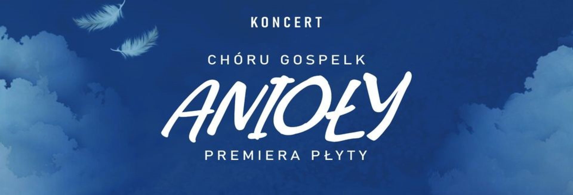 Plakat zapraszający w sobotę 13 kwietnia 2024 r. do Ełku na koncert Chóru Gospelk "Anioły" EŁK 2024.