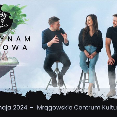 Plakat zapraszający w środę 8 maja 2024 r. do Mrągowa na koncert zespołu Cztery Pory Miłowania Mrągowo 2024.