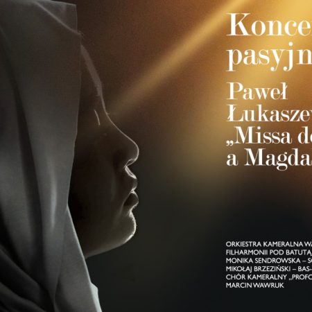 Plakat zapraszający w niedzielę 24 marca 2024 r. do Olsztyna na Koncert Pasyjny w Bazylice konkatedralnej św. Jakuba w Olsztynie. 