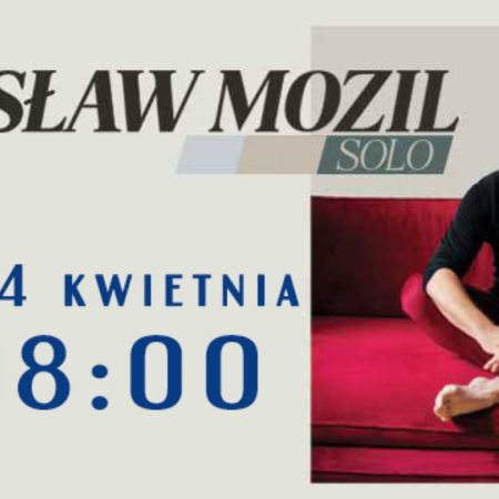 Plakat zapraszający w niedzielę 14 kwietnia 2024 r. do Reszla na koncert Czesława Mozila Solo Reszel 2024.