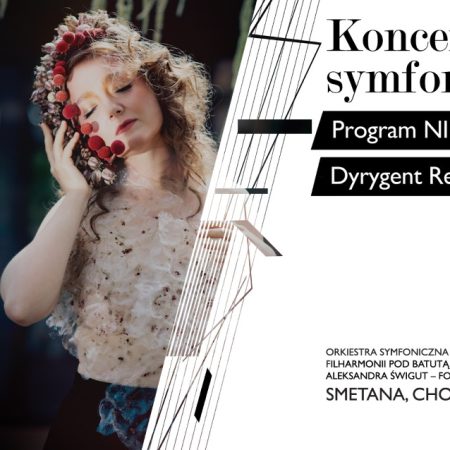 Plakat zapraszający w piątek 19 kwietnia 2024 r. do Olsztyna na koncert symfoniczny Filharmonia Olsztyn 2024.