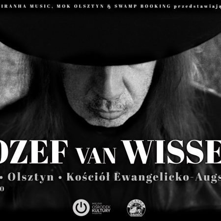 Plakat zapraszający w piątek 24 maja 2024 r. do Olsztyna na koncert Jozefa Van Wissema - Kościół Ewangelicko-Augsburski Olsztyn 2024.