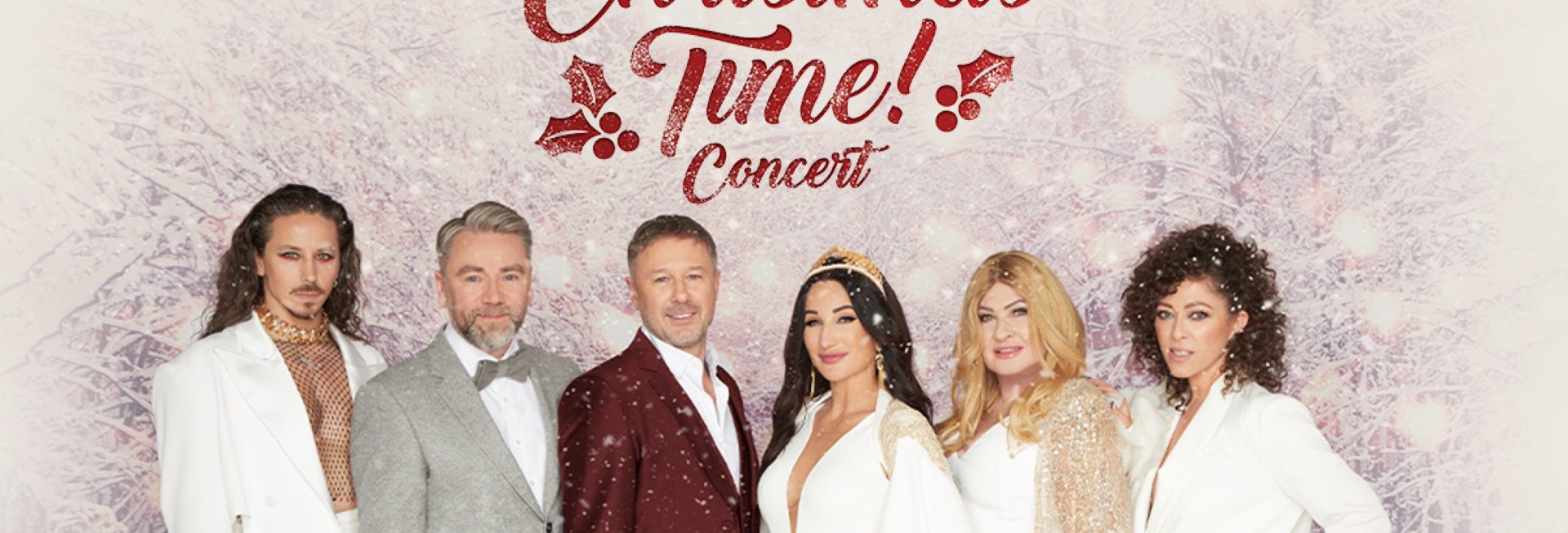 Plakat zapraszający w niedzielę 15 grudnia 2024 r. do Olsztyna na koncert świąteczny "Christmas Time! Concert" Hala Urania Olsztyn 2024.