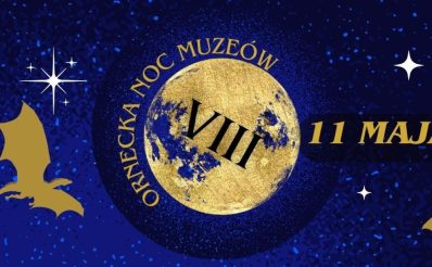 Plakat zapraszający w sobotę 11 maja 2024 r. do Ornety na coroczną imprezę Ornecka Noc Muzeów Orneta 2024.