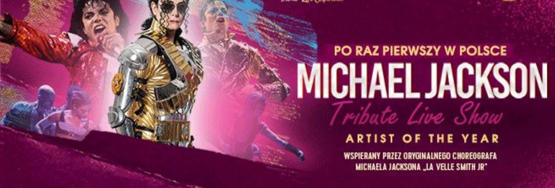 Plakat zapraszający w czwartek 13 czerwca 2024 r. do Olsztyna na koncert Tribute Live Show Michael Jackson Filharmonia Olsztyn 2024.