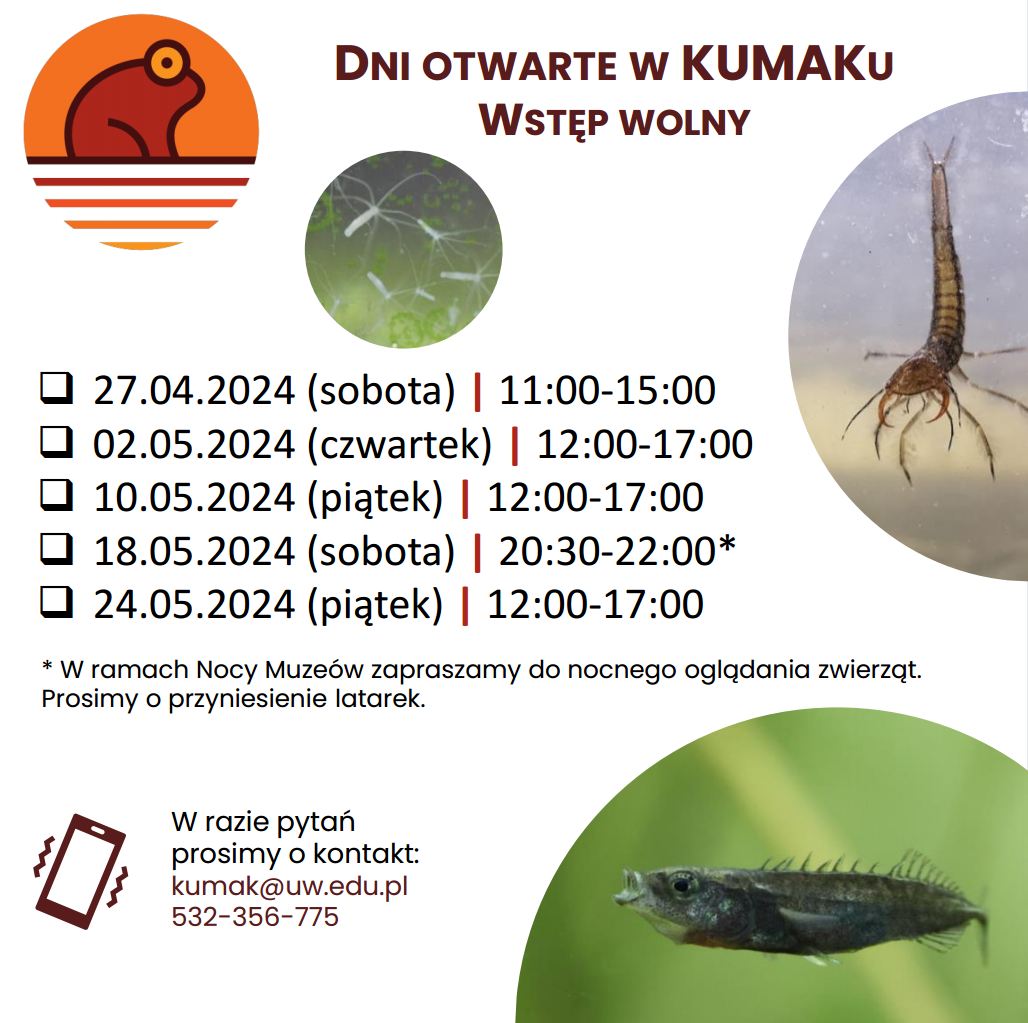 Serdecznie zapraszamy w sobotę 18 maja 2024 r. do miejscowości Urwitałt na Noc Muzeów w Mazurskim Centrum Bioróżnorodności i Edukacji KUMAK Urwitałt 2024.    
