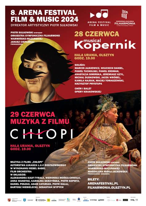 Plakat zapraszający na Arena Festival film & music Olsztyn 2024. 