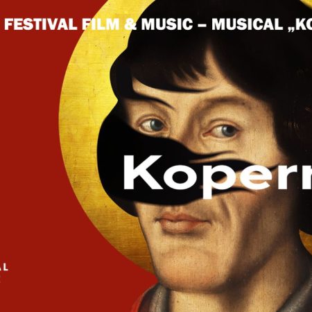 Plakat zapraszający w piątek 28 czerwca 2024 r. do Olsztyna na Arena Festival film & music – Musical "Kopernik" Hala Urania Olsztyn 2024.