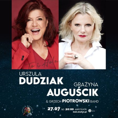 Plakat zapraszający w sobotę 27 lipca 2024 r. do Olsztyna na koncert Urszula Dudziak & Grażyna Auguścik Dni Olsztyna 2024.