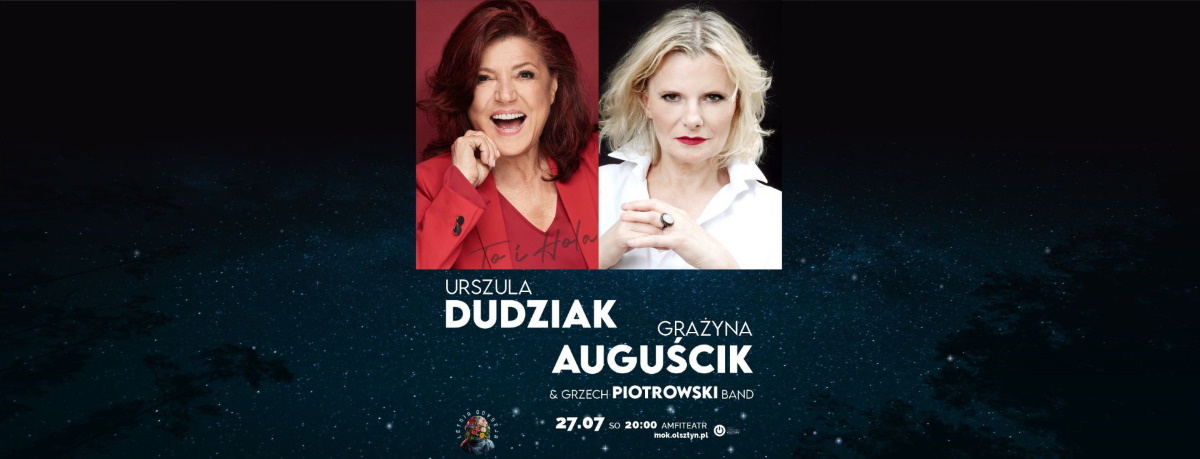 Plakat zapraszający w sobotę 27 lipca 2024 r. do Olsztyna na koncert Urszula Dudziak & Grażyna Auguścik Dni Olsztyna 2024.