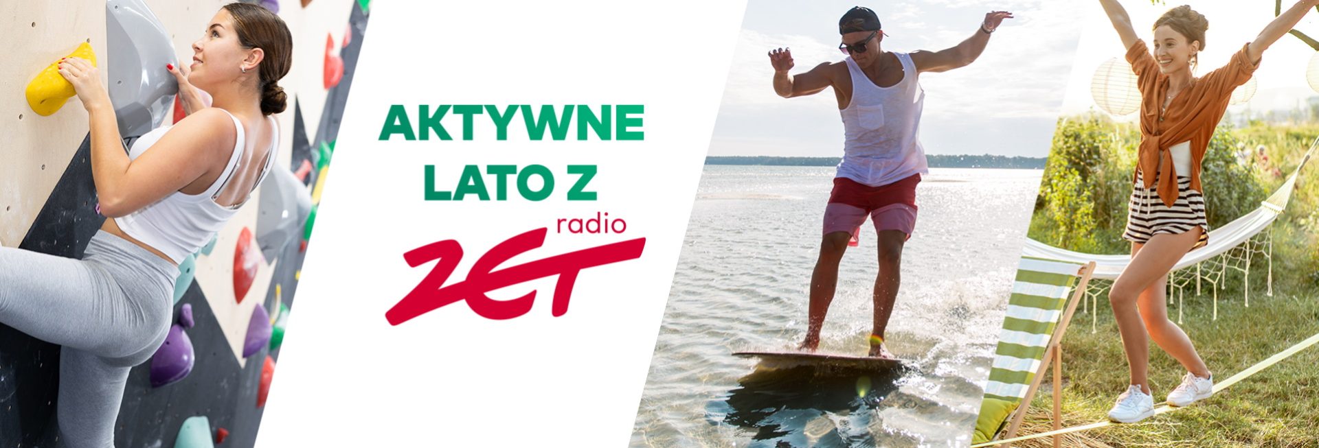 Plakat zapraszający na Aktywne lato z Radiem ZET 2024 na Warmię i Mazury.