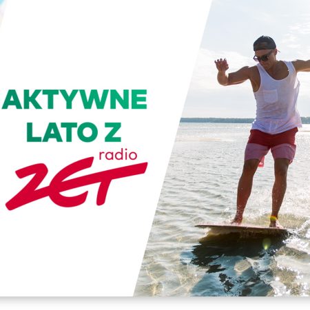 Plakat zapraszający na Aktywne lato z Radiem ZET 2024 na Warmię i Mazury.