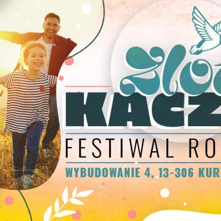 Plakat zapraszający w dniach 16-18 sierpnia 2024 r. do miejscowości Wybodowanie w gminie Kurzętnik Festiwal Rodzinny "Zlot Kaczek" Kacze Bagno 2024.