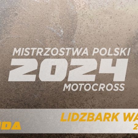 Plakat zapraszający w dniach 28-29 września 2024 r. do Lidzbarka Warmińskiego na 5 Rundę Mistrzostw Polski w Motocross & Quadcross Lidzbark Warmiński 2024. 