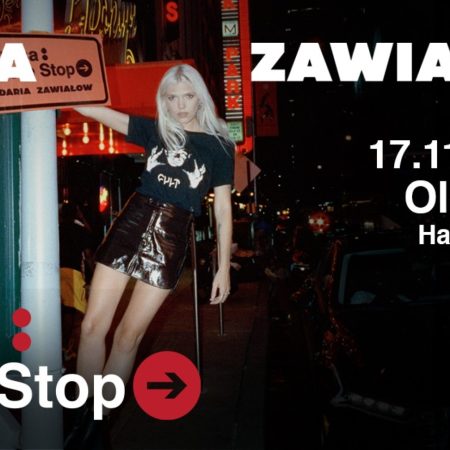 Plakat zapraszający w niedzielę 17 listopada 2024 r. do Olsztyna na koncert Daria Zawiałow – Trasa Pete Stop Hala Urania Olsztyn 2024.