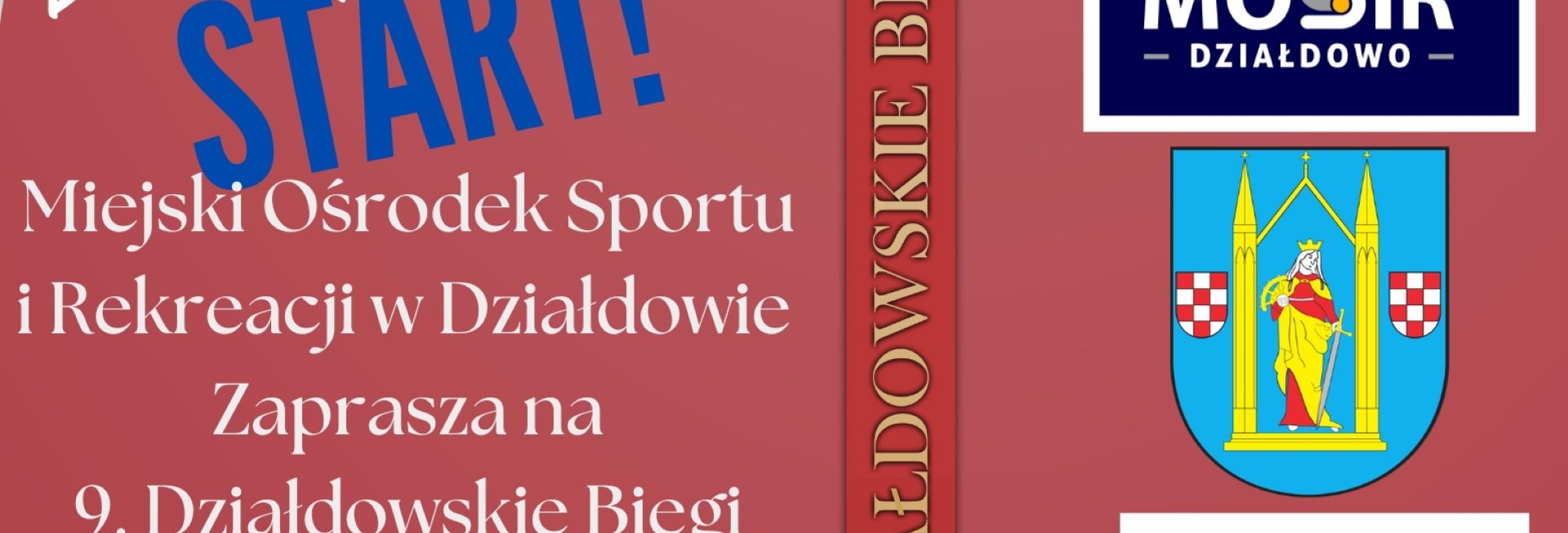 Plakat zapraszający w poniedziałek 11 listopada 2024 r. do Działdowa na Działdowskie Biegi Niepodległości Działdowo 2024.