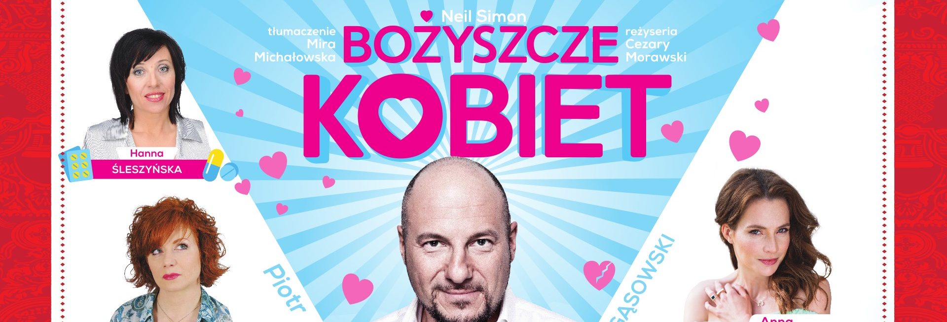 Plakat zapraszający w niedzielę 17 listopada 2024 r. do Elbląga na spektakl teatralny Teatru Capitol "Bożyszcze kobiet" Elbląg 2024.