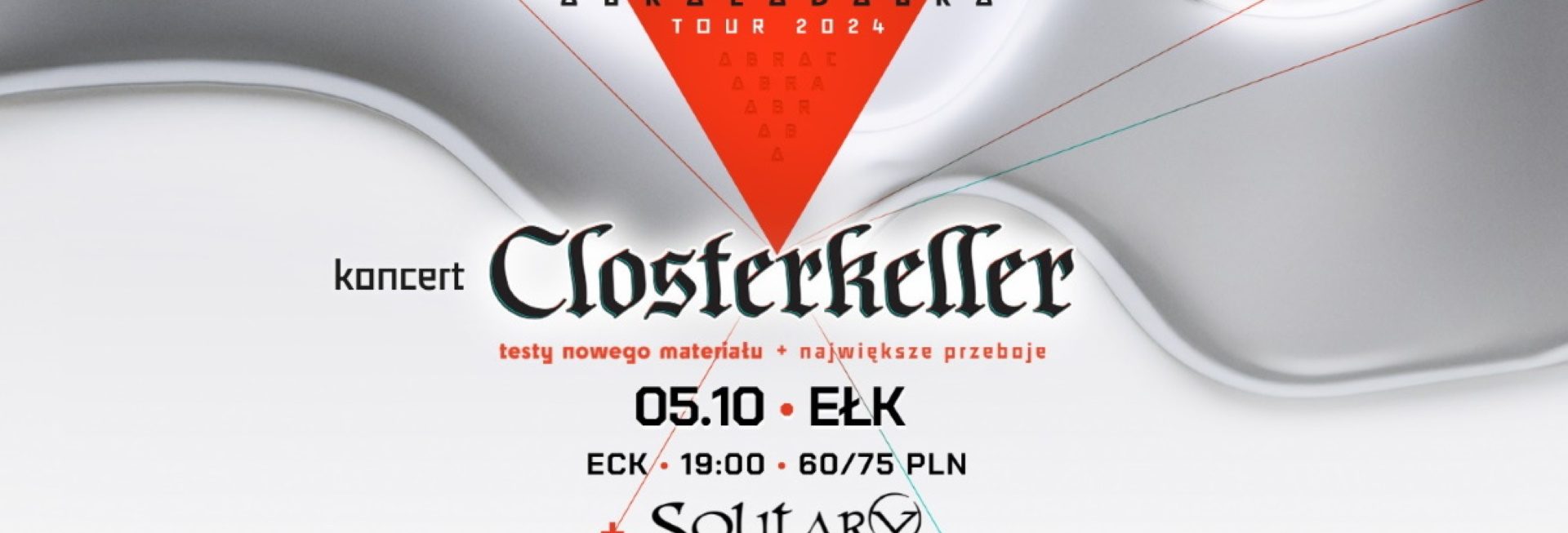 Plakat zapraszający w sobotę 5 października 2024 r. do Ełku na koncert Closterkeller Ełk 2024.