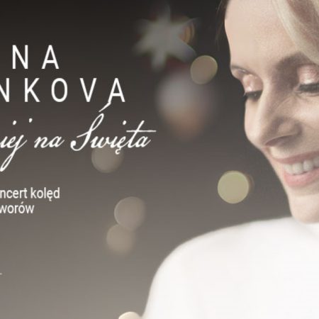 Plakat zapraszający na koncert Kolęd Halina Mlynkova „Najpiękniej na Święta!”. 