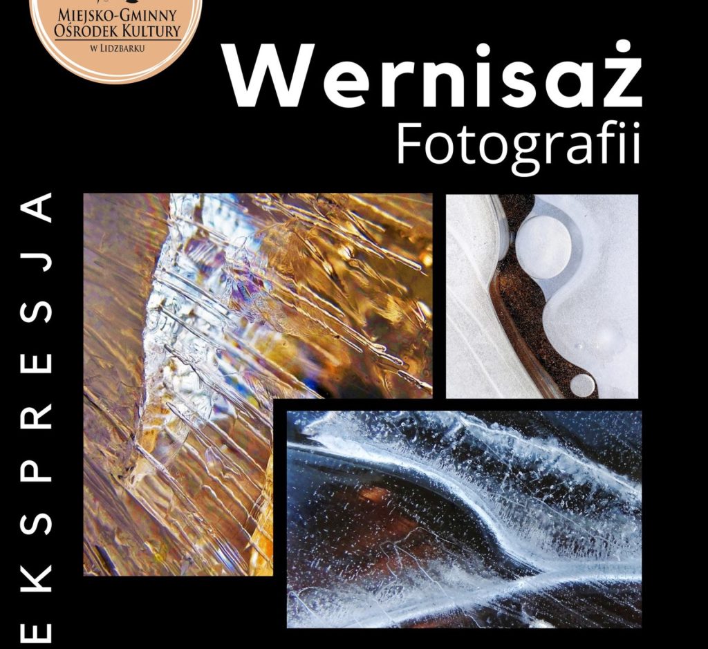 Plakat zapraszający w piątek 18 października 2024 r. do Lidzbarka na Wernisaż Fotografii Dominika Windorpskiego - Galeria Nowa Przestrzeń Lidzbark 2024.