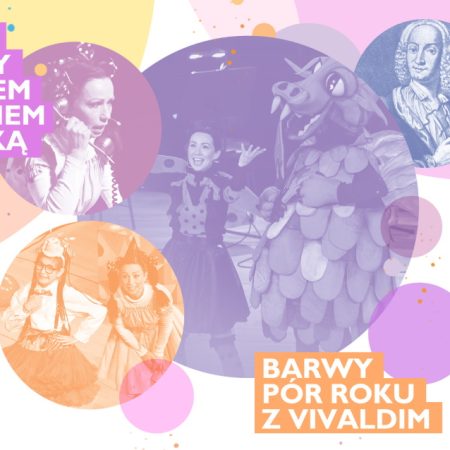 Plakat zapraszający w niedzielę 24 listopada 2024 r. do Olsztyna na koncert rodzinny ze Smokiem Kwintusiem i Fermatką – Barwy Pół Roku z Vivaldim Filharmonia Olsztyn 2024.