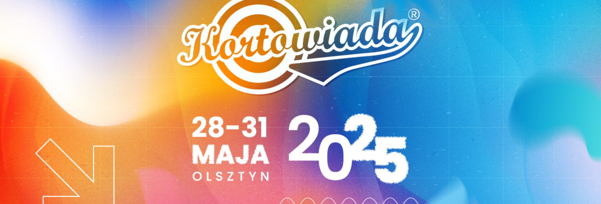 Plakat zapraszający w dniach 28-31 maja 2025 r. do Olsztyna na kolejną edycję święta studenckiego Kortowiada 2025.