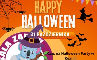 Plakat zapraszający w czwartek 31 października 2024 r. do Szczytna na Halloween Party w Koali Szczytno 2024. 