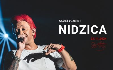 Plakat zapraszający w czwartek 21 listopada 2024 r. do Nidzicy na koncert Michała Wiśniewskiego - Akustycznie Nidzica 2024.