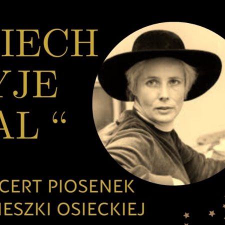 Plakat zapraszający w niedzielę 19 stycznia 2025 r. do Olsztyna na Koncert Piosenek Agnieszki Osieckiej Kuźnia Społeczna Olsztyn 2025.