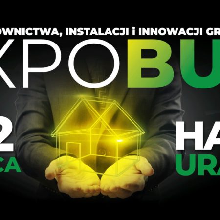 Plakat zapraszający w dniach 1-2 marca 2025 r. do Olsztyna na Targi Budownictwa, Instalacji i Innowacji Grzewczych ExpoBUD Hala Urania 2025.