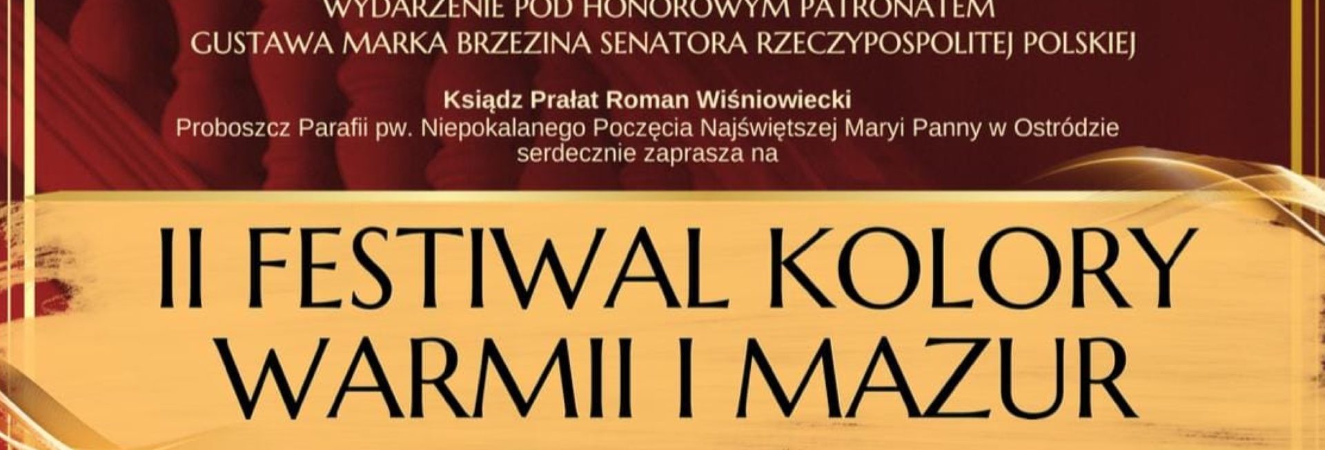 Plakat zapraszający w niedzielę 15 grudnia 2024 r. do Ostródy na  2. edycję Festivalu Kolory Warmii i Mazur.