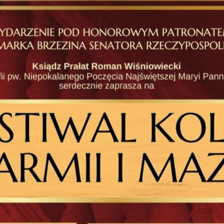 Plakat zapraszający w niedzielę 15 grudnia 2024 r. do Ostródy na  2. edycję Festivalu Kolory Warmii i Mazur.