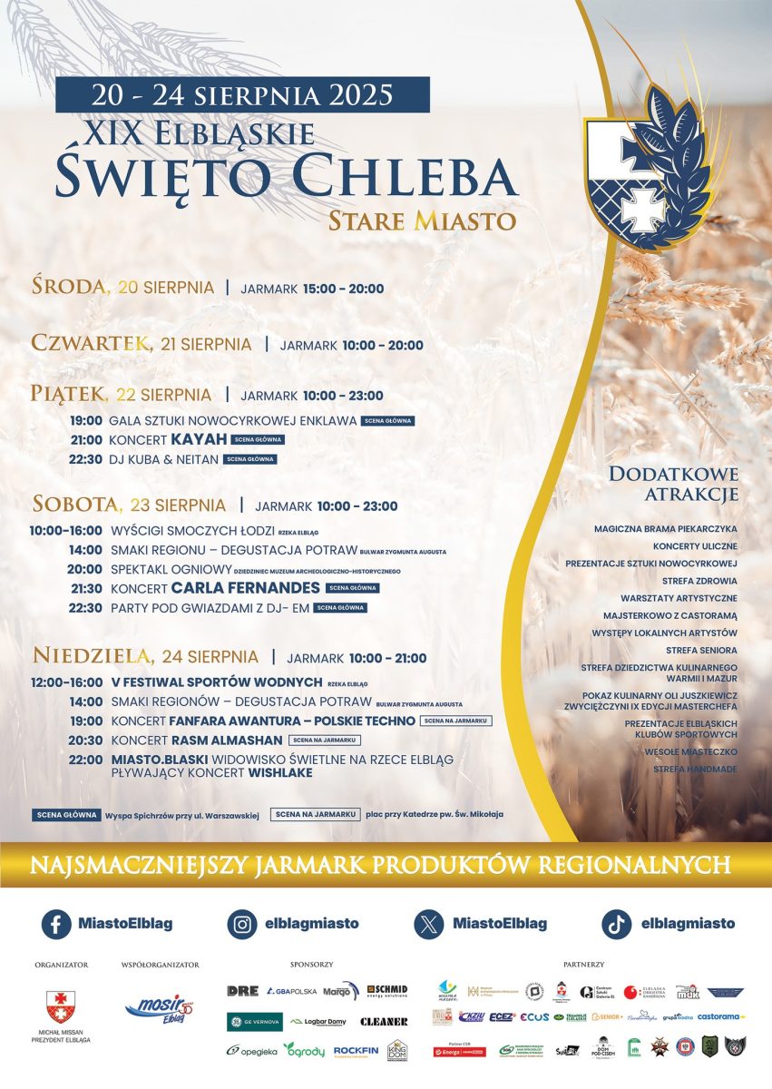 Program Elbląskiego Święta Chleba Elbląg 2025.
