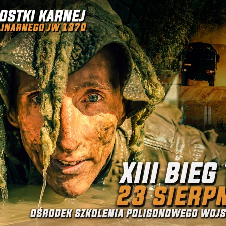 Plakat zapraszający w sobotę 23 sierpnia 2025 r. do Orzysza na 13. edycję Biegu Tygrysa Orzysz 2025.