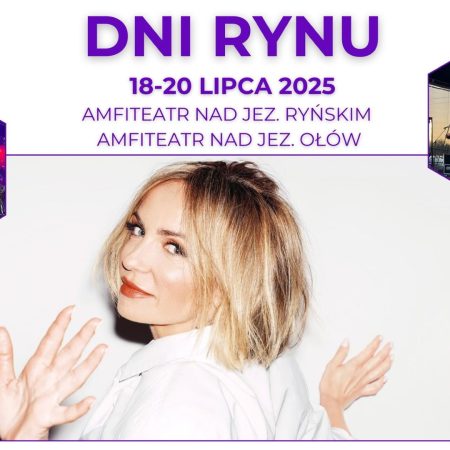 Plakat zapraszający w dniach 18-20 lipca 2025 r. do Rynu na coroczne urodziny miasta Dni Rynu 2025.