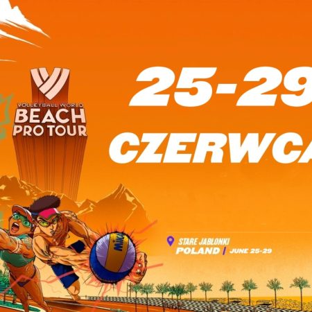 Plakat zapraszający w dniach 25-29 czerwca 2025 r. do Starych Jabłonek na Beach Pro Tour Warmia Mazury Challenge Stare Jabłonki 2025.