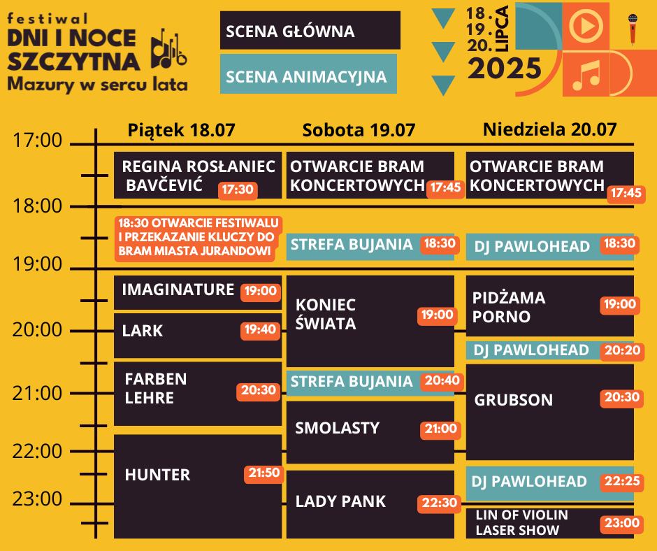 Dni i Noce Szczytna 2025. Strefa Scena Główna, scena Animacji.  