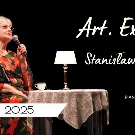 Plakat zapraszający w niedzielę 20 lipca 2025 r. do miejscowości Miłki w powiecie giżyckim na Recital Stanisławy Celińskiej "Art Ex Libris" Miłki 2025.