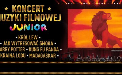 Plakat zapraszający w sobotę 22 listopada 2025 r. do Olsztyna na Koncert Muzyki Filmowej Junior Hala Urania 2025.