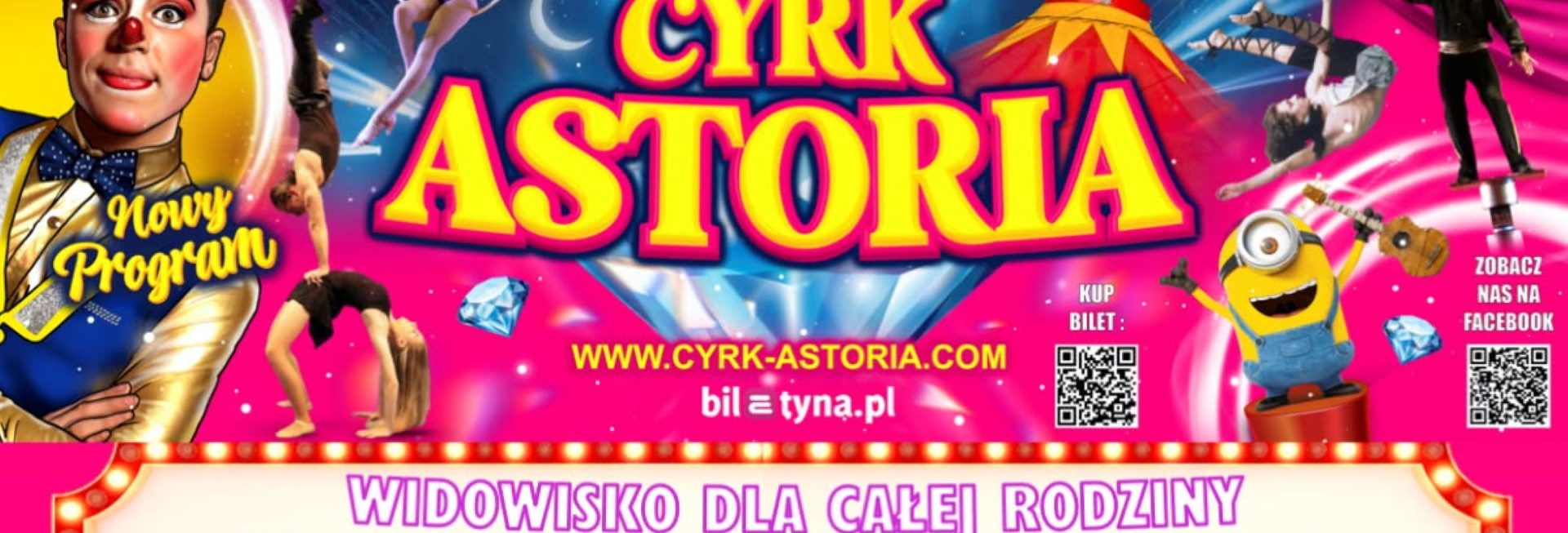 Plakat zapraszający na występ Cyrku Astoria „Arena Cudów” 2025.