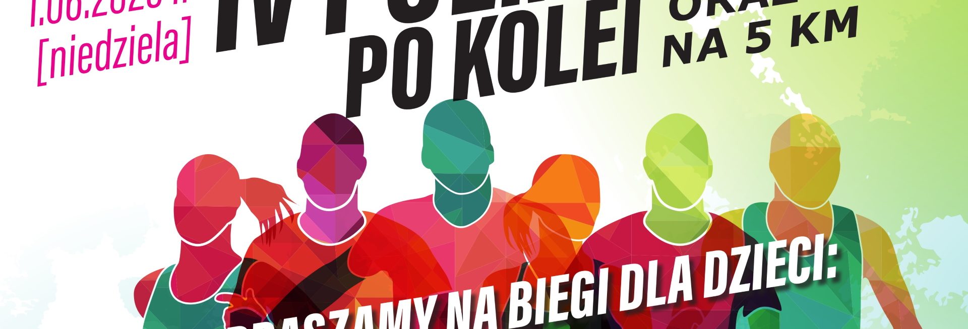 Plakat zapraszający w niedzielę 1 czerwca 2025 r. do miejscowości Lemany k. Szczytna na 4. edycję Półmaratonu Po Kolei Szczytno 2025.