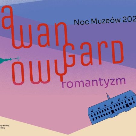 Plakat zapraszający w sobotę 17 maja 2025 r. do Elbląga na Noc Muzeów w Muzeum Archeologiczno-Historycznym Elbląg 2025.