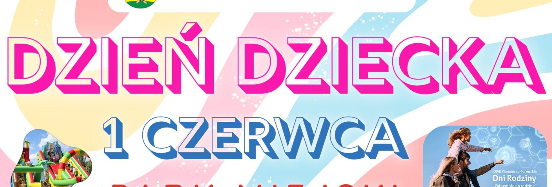 Plakat zapraszający w niedzielę 1 czerwca 2025 r. do Morąga na Dzień Dziecka w Morągu 2025.