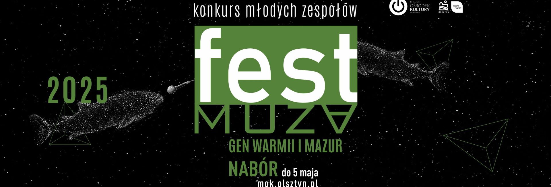 Plakat zapraszający w sobotę 14 czerwca 2025 r. do Olsztyna na Finał Konkursu Muzycznego Fest Muza Olsztyn 2025.