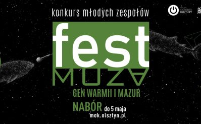 Plakat zapraszający w sobotę 14 czerwca 2025 r. do Olsztyna na Finał Konkursu Muzycznego Fest Muza Olsztyn 2025.