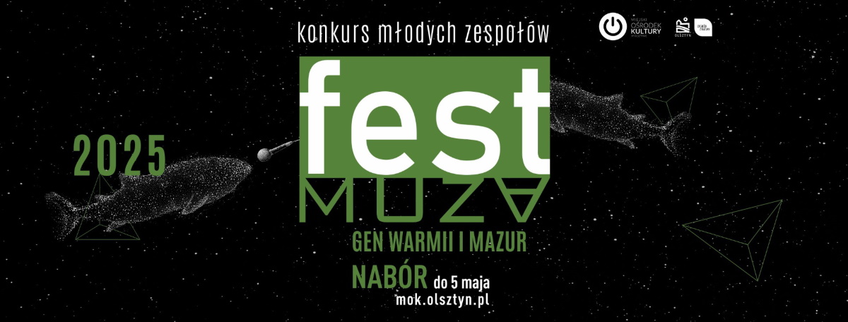 Plakat zapraszający w sobotę 14 czerwca 2025 r. do Olsztyna na Finał Konkursu Muzycznego Fest Muza Olsztyn 2025.