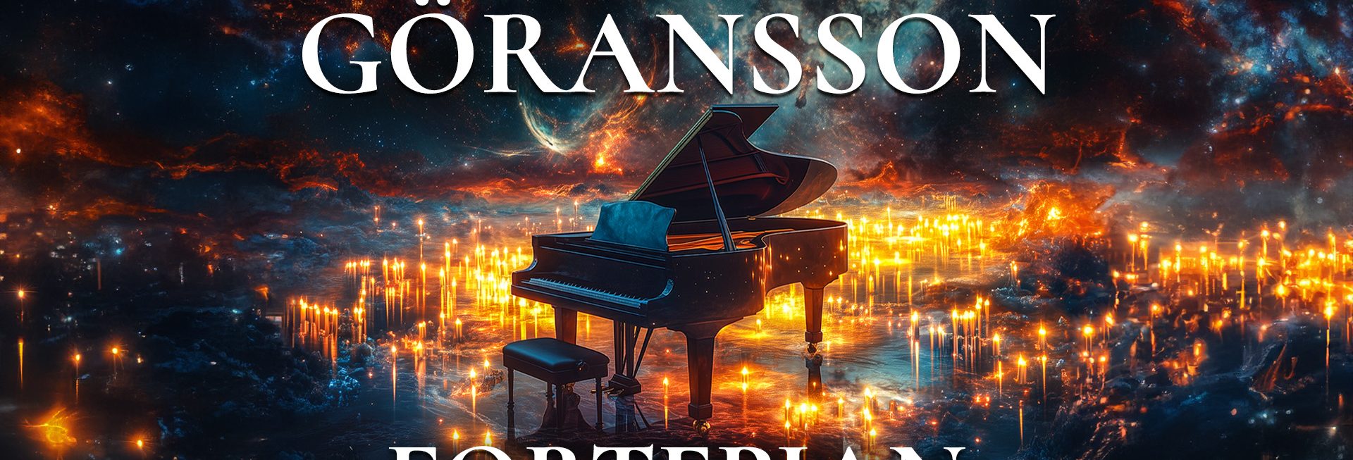 Plakat zapraszający do Olsztyna na Koncert "Fortepian przy świecach" Filharmonia Olsztyn.